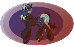 Size: 1196x758 | Tagged: safe, artist:wifflethecatboi, derpibooru import, oc, oc:moonie hearts, earth pony, pony, anklet, belt, belt buckle, black socks, blue coat, cheek heart, choker, clothes, colored hooves, gradient background, green mane, green tail, hoodie, image, jewelry, leg warmers, multicolored mane, png, scene, scene hair, simple background, socks, solo, spiked choker, striped socks, tail, thigh highs, transparent background