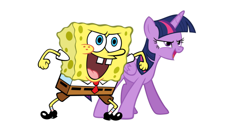 Size: 1920x1080 | Tagged: safe, artist:thxfan2022, derpibooru import, twilight sparkle, twilight sparkle (alicorn), alicorn, pony, female, image, male, nickelodeon, png, ready to fight, simple background, sponge, spongebob squarepants, spongebob squarepants (character), transparent background, vector