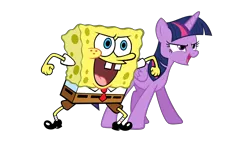 Size: 1920x1080 | Tagged: safe, artist:thxfan2022, derpibooru import, twilight sparkle, twilight sparkle (alicorn), alicorn, pony, female, image, male, nickelodeon, png, ready to fight, simple background, sponge, spongebob squarepants, spongebob squarepants (character), transparent background, vector