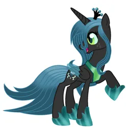 Size: 1218x1235 | Tagged: safe, artist:harmonicdreemur1308, derpibooru import, queen chrysalis, alicorn, changedling, changeling, pony, base used, crown, female, freckles, hoof shoes, image, jewelry, looking back, mare, peytral, png, purified chrysalis, regalia, simple background, solo, white background