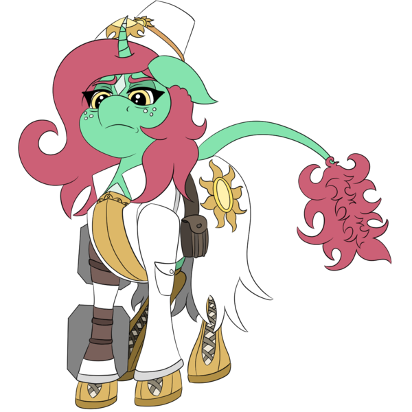 Size: 1250x1250 | Tagged: safe, artist:gray star, derpibooru import, oc, oc:minty shine (graystar), classical unicorn, unicorn, fallout equestria, armor, boots, clothes, cloven hooves, cultist, curved horn, fallout equestria:all things unequal (pathfinder), female, freckles, grumpy, heart, heart eyes, horn, image, knee-high boots, leonine tail, png, shoes, simple background, transparent background, unshorn fetlocks, wingding eyes