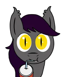 Size: 1595x1911 | Tagged: safe, derpibooru import, oc, oc:specter, unofficial characters only, bat pony, pony, bat pony oc, bat wings, bust, cup, drinking, drinking straw, fangs, image, jpeg, male, portrait, simple background, stallion, wings