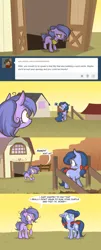 Size: 1280x3158 | Tagged: safe, artist:lolepopenon, derpibooru import, oc, oc:billie, oc:sandy, butterfly, earth pony, insect, pony, ask billie the kid, ask, bow, hair bow, image, png, tail, tail bow