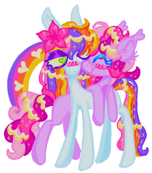 Size: 1153x1316 | Tagged: safe, artist:webkinzworldz, derpibooru import, chocolate chipper, earth pony, pony, duo, female, g3, image, lesbian, paradise island, png, shipping, simple background, transparent background