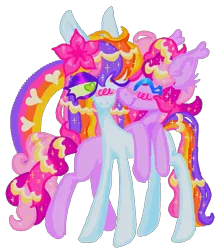 Size: 1153x1316 | Tagged: safe, artist:webkinzworldz, derpibooru import, chocolate chipper, earth pony, pony, duo, female, g3, image, lesbian, paradise island, png, shipping, simple background, transparent background