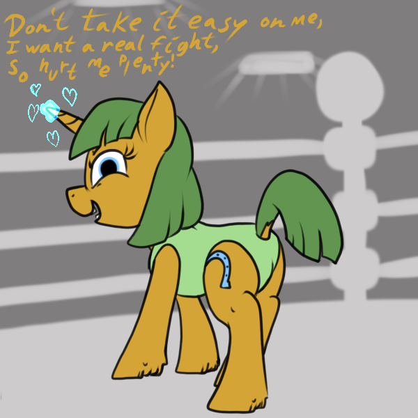 Size: 600x600 | Tagged: safe, artist:thebathwaterhero, derpibooru import, oc, oc:heel, unofficial characters only, pony, unicorn, cyoa:semantic error, arena, butt, clothes, dock, fight, fighter, horn, image, leotard, plot, png, tail, unicorn oc