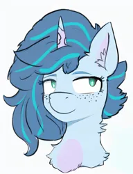Size: 480x624 | Tagged: safe, artist:huffylime, derpibooru import, pony, unicorn, g5, alternate hairstyle, bust, female, image, mare, misty brightdawn, png, simple background, solo