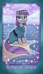 Size: 1186x2048 | Tagged: safe, artist:sophillia, derpibooru import, maud pie, earth pony, pony, beach, clothes, female, image, jpeg, mare, smiling, solo, tarot card