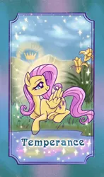 Size: 1206x2048 | Tagged: safe, artist:sophillia, derpibooru import, fluttershy, pegasus, pony, female, flower, image, jpeg, lying down, major arcana, mare, solo, tarot card