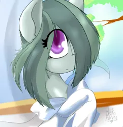 Size: 1830x1894 | Tagged: safe, artist:a.s.e, derpibooru import, marble pie, pony, cute, female, image, jpeg, looking at you, mare, morning