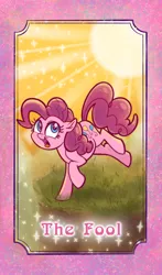 Size: 1206x2048 | Tagged: safe, artist:sophillia, derpibooru import, pinkie pie, earth pony, pony, female, image, jpeg, mare, open mouth, solo, sun, tarot card