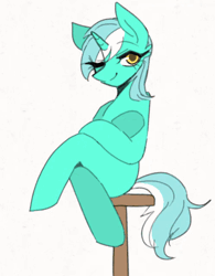 Size: 498x640 | Tagged: artist needed, source needed, safe, derpibooru import, lyra heartstrings, animated, crossed legs, ear twitch, image, sitting, solo, tail, tail flick, webm
