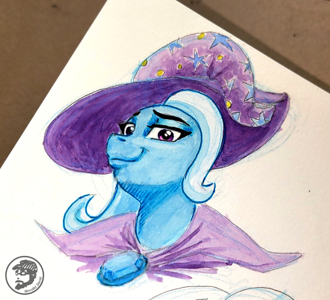 Size: 1998x1816 | Tagged: safe, artist:invalid-david, derpibooru import, trixie, pony, unicorn, female, g4, image, jpeg, mare, painting, ponytober 2022, sketchbook, solo