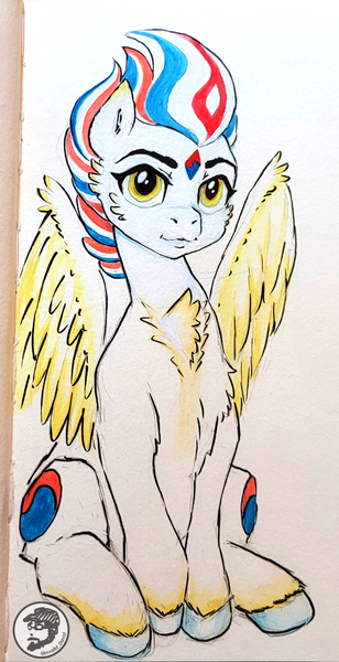 Size: 1202x2340 | Tagged: safe, artist:invalid-david, derpibooru import, ponified, pegasus, pony, image, jpeg, korea, male, nation ponies, painting, ponytober 2022, sketchbook, solo, south korea, stallion, traditional art