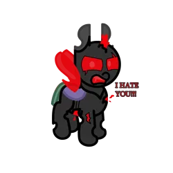 Size: 3000x3000 | Tagged: semi-grimdark, artist:theunidentifiedchangeling, derpibooru import, oc, changeling, blood, bloodshot eyes, changeling oc, crack, cracking, image, looking at you, png, red eyes, red eyes take warning, simple background, transparent background
