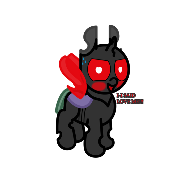 Size: 3000x3000 | Tagged: safe, artist:theunidentifiedchangeling, derpibooru import, oc, unofficial characters only, changeling, blushing, changeling oc, heart, heart eyes, image, looking at you, png, red changeling, red wings, simple background, sweat, sweatdrops, transparent background, wingding eyes, wings