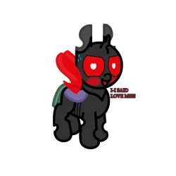 Size: 3000x3000 | Tagged: safe, artist:theunidentifiedchangeling, derpibooru import, oc, unofficial characters only, changeling, blushing, changeling oc, heart, heart eyes, image, looking at you, png, red changeling, red wings, simple background, sweat, sweatdrops, transparent background, wingding eyes, wings