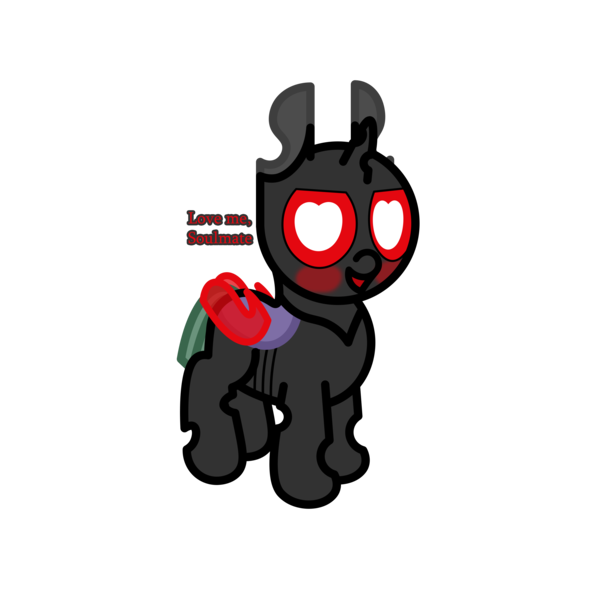 Size: 3000x3000 | Tagged: safe, artist:theunidentifiedchangeling, derpibooru import, oc, oc:rage(unidentified), unofficial characters only, changeling, blushing, changeling oc, heart, heart eyes, image, looking at you, love me, png, red changeling, simple background, transparent background, wingding eyes