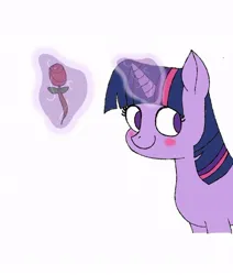 Size: 588x693 | Tagged: safe, artist:beepbeep, derpibooru import, twilight sparkle, pony, unicorn, bust, female, flower, image, jpeg, magic, mare, simple background, telekinesis, white background