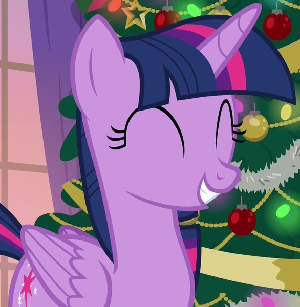 Size: 975x998 | Tagged: safe, derpibooru import, screencap, twilight sparkle, twilight sparkle (alicorn), alicorn, pony, season 8, the hearth's warming club, spoiler:s08, christmas, christmas tree, cropped, cute, eyes closed, female, hearth's warming tree, holiday, image, jpeg, mare, smiling, solo, tree, twiabetes
