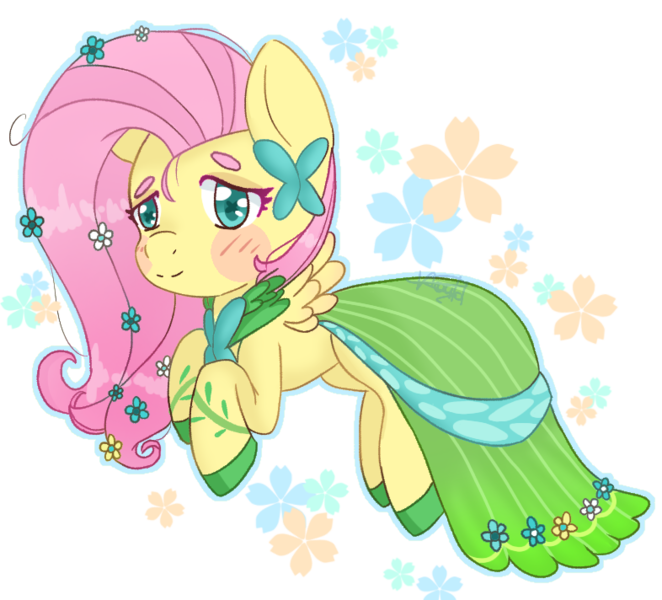 Size: 786x712 | Tagged: safe, artist:derpyvr, derpibooru import, fluttershy, pegasus, pony, blush sticker, blushing, clothes, cute, dress, female, gala dress, image, mare, png, shyabetes, simple background, solo, transparent background