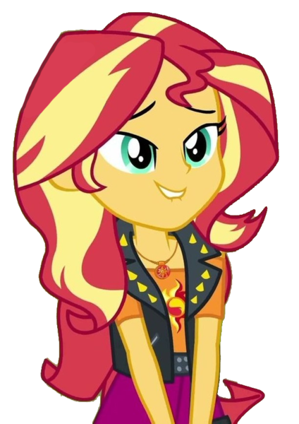 Size: 612x867 | Tagged: safe, derpibooru import, sunset shimmer, equestria girls, equestria girls series, forgotten friendship, bacon hair, clothes, cute, female, geode of empathy, image, magical geodes, png, shimmerbetes, simple background, solo, transparent background, vest, wide eyes