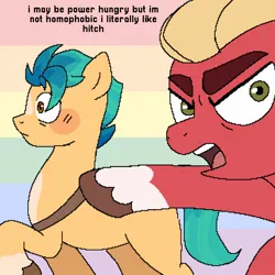 Size: 1280x1280 | Tagged: safe, artist:doodlesinky, derpibooru import, hitch trailblazer, sprout cloverleaf, earth pony, g5, gay, hitchsprout, image, jpeg, male, no homo, shipping