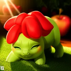 Size: 512x512 | Tagged: safe, derpibooru import, machine learning generated, stable diffusion, apple bloom, bulbasaur, hybrid, bust, eyes closed, image, png, pokémon, portrait