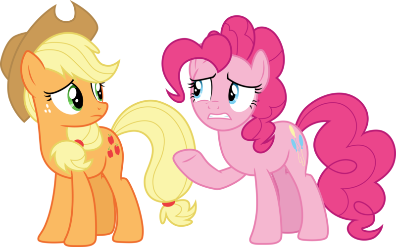 Size: 4803x3000 | Tagged: safe, artist:cloudyglow, derpibooru import, applejack, pinkie pie, the beginning of the end, .ai available, image, png, vector