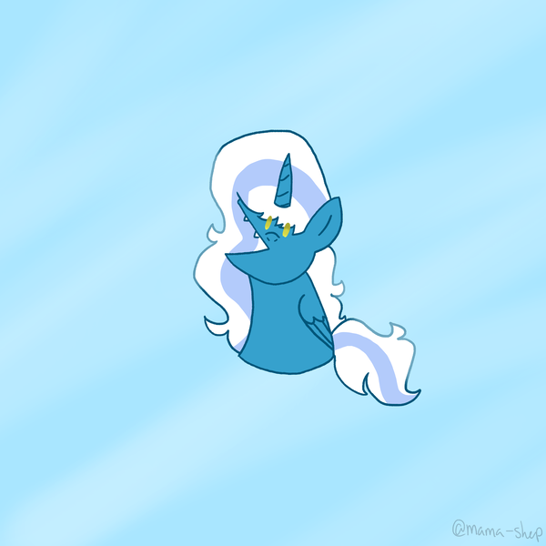 Size: 3000x3000 | Tagged: safe, artist:mama-shep, derpibooru import, oc, oc:fleurbelle, unofficial characters only, alicorn, pony, alicorn oc, blue background, female, horn, image, mare, png, simple background, solo, wings, yellow eyes