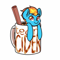 Size: 1500x1500 | Tagged: safe, artist:koapony, derpibooru import, oc, unofficial characters only, pony, chocolate, cinnamon, cup, cup of pony, eyebrows, eyebrows visible through hair, food, hot chocolate, image, jpeg, looking at you, micro, smiling, solo