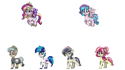 Size: 1280x720 | Tagged: safe, artist:topsangtheman, derpibooru import, bonna fide, glamour gleam, princess cadance, princess flurry heart, ruby love, scarlet heart, shining armor, alicorn, crystal pony, earth pony, pony, unicorn, pony town, animated, gif, golden hooves (g4), image, simple background, transparent background