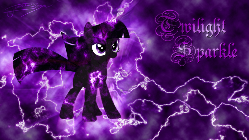 Size: 1920x1080 | Tagged: safe, artist:jamey4, derpibooru import, twilight sparkle, pony, unicorn, electricity, image, open mouth, png, shading, signature, solo, text, unicorn twilight, wallpaper