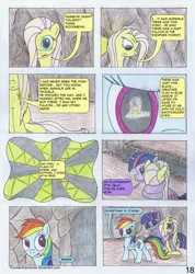 Size: 3454x4845 | Tagged: safe, artist:thunderelemental, derpibooru import, fluttershy, rainbow dash, twilight sparkle, changeling, pegasus, pony, unicorn, comic:swarm rising, comic, disguise, disguised changeling, image, png, speech bubble