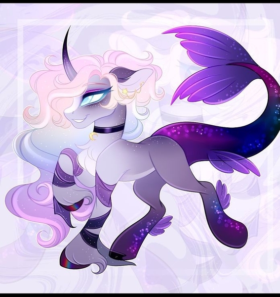 Size: 696x737 | Tagged: safe, artist:tookiut, derpibooru import, oc, oc:rainbow onyx, hybrid, pony, siren, image, jpeg