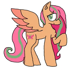 Size: 758x723 | Tagged: safe, artist:stilbie, derpibooru import, fluttershy, pegasus, pony, alternate cutie mark, chest fluff, colored wings, ear fluff, female, image, mare, png, simple background, solo, white background, wings, wrong eye color