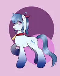 Size: 1500x1900 | Tagged: safe, artist:bubbleyfishey, derpibooru import, ponified, goat, pony, abstract background, bell, ganyu (genshin impact), image, jpeg, looking at you, simple background, solo