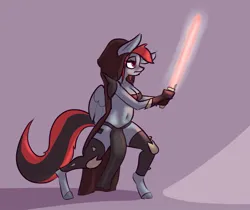 Size: 939x788 | Tagged: suggestive, artist:fluor1te, derpibooru import, oc, unofficial characters only, anthro, anthro oc, belly button, breasts, cleavage, female, image, jpeg, lightsaber, midriff, star wars, weapon