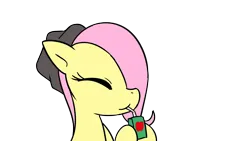 Size: 2000x1125 | Tagged: safe, artist:doublewbrothers, derpibooru import, fluttershy, pegasus, pony, eyes closed, female, filly, filly fluttershy, image, juice, juice box, png, simple background, transparent background, younger