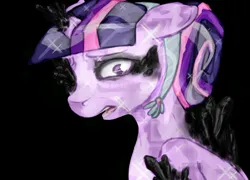 Size: 854x615 | Tagged: semi-grimdark, artist:colorlesscupcake, derpibooru import, twilight sparkle, crystal pony, pony, unicorn, art trade, body horror, crystal, crystal twilight, crystallized, dark crystal, eye scream, female, image, looking at you, mare, open mouth, png, scared, solo, unicorn twilight