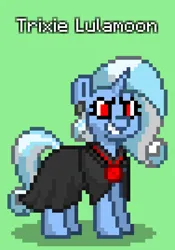 Size: 564x804 | Tagged: safe, derpibooru import, trixie, pony, pony town, alicorn amulet, cape, clothes, image, png, red eyes, solo