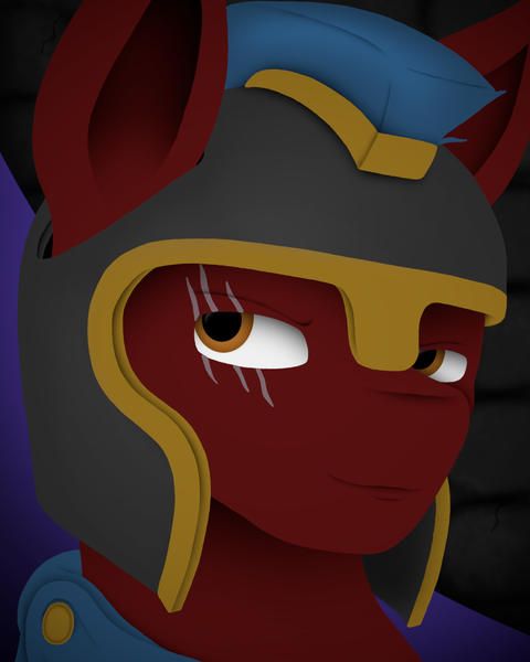 Size: 1080x1350 | Tagged: safe, artist:tiviyl, derpibooru import, oc, unofficial characters only, pony, equestria at war mod, brick wall, bust, clothes, equestria divided: reunification, eye scar, facial scar, helmet, image, male, png, portrait, scar, stallion