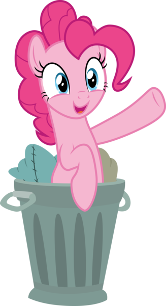Size: 3000x5499 | Tagged: safe, artist:cloudyglow, derpibooru import, pinkie pie, horse play, .ai available, image, png, simple background, solo, transparent background, trash can, vector