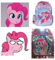 Size: 668x734 | Tagged: semi-grimdark, artist:notfocks, artist:reitanna-seishin, derpibooru import, pinkie pie, earth pony, pony, fanfic:cupcakes, my little pony: the movie, backpack, clothes, cutie mark dress, dress, horn, horn necklace, image, indonesia, jewelry, merchandise, necklace, png