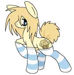 Size: 556x560 | Tagged: safe, artist:muffinz, derpibooru import, oc, oc:ragimuffin, unofficial characters only, earth pony, pony, clothes, image, neet, png, simple background, socks, solo, striped socks, tired, white background