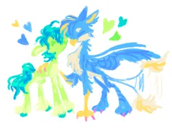 Size: 1280x946 | Tagged: safe, artist:webkinzworldz, derpibooru import, gallus, sandbar, earth pony, gryphon, pony, gallbar, gay, heart, image, kiss on the cheek, kissing, male, png, shipping, simple background, tail, tail wag, white background