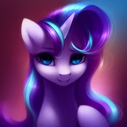 Size: 1152x1152 | Tagged: safe, derpibooru import, machine learning generated, starlight glimmer, pony, unicorn, blue eyes, cute, female, glimmerbetes, image, looking at you, mare, png, smiling, solo
