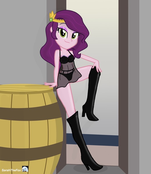 Size: 2543x2933 | Tagged: source needed, suggestive, artist:sarahthefox97, pipp petals, human, equestria girls, g5, bench, black underwear, boots, bra, breasts, clothes, equestria girls-ified, eyeshadow, female, g5 to equestria girls, generation leap, image, jpeg, locker room, lockers, makeup, negligee, panties, see-through, shoes, socks, solo, solo female, underwear