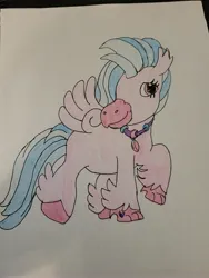 Size: 4032x3024 | Tagged: safe, artist:mintwhistle, derpibooru import, silverstream, classical hippogriff, hippogriff, g3, feathered fetlocks, female, g4, g4 to g3, generation leap, heart, heart eyes, image, jewelry, jpeg, looking at you, necklace, smiling, smiling at you, solo, spread wings, style emulation, teenager, unshorn fetlocks, wingding eyes, wings