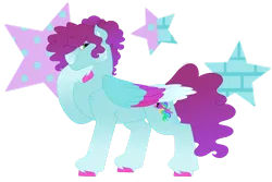 Size: 1280x854 | Tagged: safe, artist:itstechtock, derpibooru import, oc, oc:glitter bomb, pegasus, pony, colored wings, female, image, magical lesbian spawn, mare, multicolored wings, offspring, parent:jazz hooves, parent:pipp petals, png, quadrupedal, simple background, solo, transparent background, wings